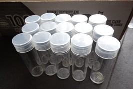 Lot of 15 Whitman Dime Round Clear Plastic Coin Storage Tubes w/ Screw O... - £10.95 GBP