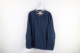 Vtg LL Bean Mens Large Tall Faded Fleece Knit Striped Long Sleeve Henley T-Shirt - £33.23 GBP