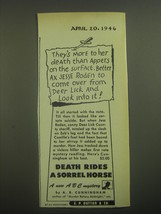 1946 E.P. Dutton &amp; Co. Ad - Death Rides a Sorrel Horse Book by A.B. Cunningham - £14.56 GBP