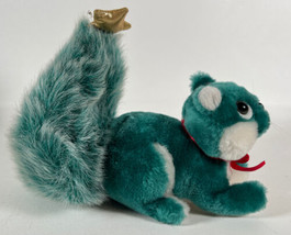 Vintage Applause Teal Green Douglas Fir Plush Squirrel w/ Star on Tail 1986 - £15.56 GBP