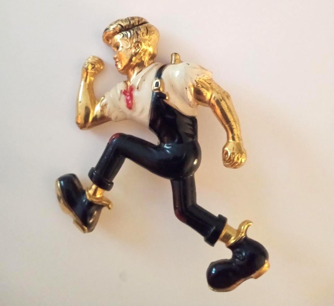 Archie Like High Polish Gold Tone Metal Enamel Shirt Pin Jewelry Vintage