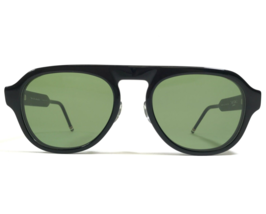 Thom Browne Sunglasses TBS416-52-01AF BLK Black Round Frames with Green Lenses - £334.28 GBP
