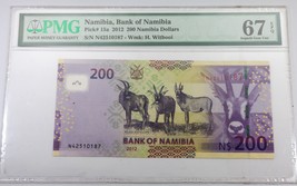 2012 Bank of Namibia 200 Dollars Graded by PMG as Gem Unc 67 EPQ Pick #15a - £79.12 GBP