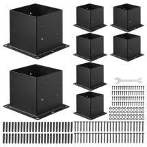VEVOR Post Base 8pcs, Inner Size 3.6 x 3.6" Post Brackets, Carbon Steel,... - $55.99