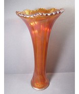 Carnival Glass Swung Vase Marigold Irridescent Silvery Beaded Top 10&quot; x ... - £23.40 GBP