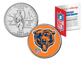 Chicago Bears Retro Logo Illinois Quarter Colorized Coin Football Nfl Licensed - £6.85 GBP