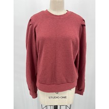 Etica Lysse Pleated Sleeve Sweatshirt Sz M Heathered Gray Pink Cotton Blend - £24.06 GBP