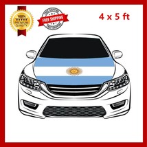 Argentina Flag Car Hood Cover Universal Size Elastic Polyester Argentina... - $19.79