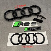 Gloss Black Audi RS6 Emblem Set  273mm Front Rings, 192mm Rear Rings, RS... - $89.99