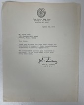 John Lindsay Signed Autographed 1973 Letter on City of New York Letterhead - $39.99