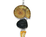 Pendentif en argent sterling avec ammonite, ambre et trilobite - £28.54 GBP