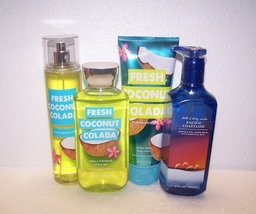 Bath &amp; Body Works Fresh Coconut Colada Mist Gel Cream &amp; Pacific Coastline Soap - £29.50 GBP