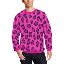 Pink Leopard Men&#39;s All Over Print Fuzzy Sweatshirt - £35.09 GBP