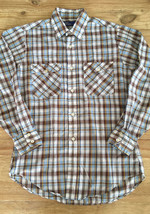 Vintage JC Penney Plain Pockets Men&#39;s Medium Plaid Shirt Rockabilly Long... - £21.86 GBP