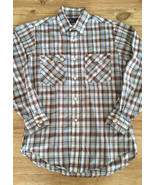 Vintage JC Penney Plain Pockets Men&#39;s Medium Plaid Shirt Rockabilly Long... - £21.86 GBP