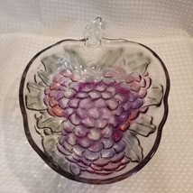 Vtg Indiana Glass Grape Shaped Serving Bowl Purple Green Clear Embossed ... - $18.66