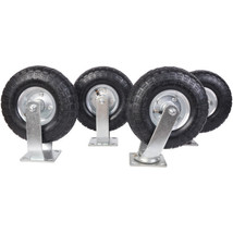 4 Pc 10 In Cart Hand Truck Pneumatic Air Tire Set Include 2 Rigid And 2 ... - £83.12 GBP