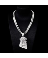 Silver Layered Real Gold Filled Icedout 3D Jesus Face With Icedout Chain - $475.98 MXN