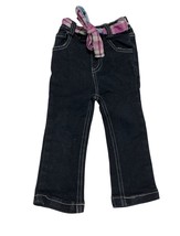 Diva Girls Infant baby Size 3 6 Months Dark Denim Jeans Tie Plaid Ribbon... - $9.89