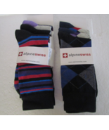 Alpine Swiss Mens 73% Cotton 6 Pack Dress Socks Striped &amp; Argyle Color New - £15.95 GBP