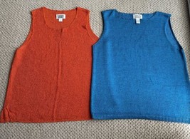 Lot of 2 Chicos Design Sleeveless Sweater Size 2 Red&amp; Blue Tank Top - £27.94 GBP