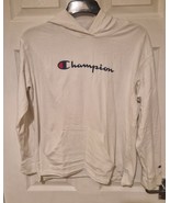 white champion hoodie, medium a few light marks that will wash out - $13.92