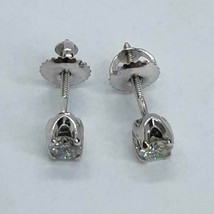 1.00 Ct Real Moissanite Screw Back Solitaire Stud Earrings 14k White Gold Plated - £48.01 GBP