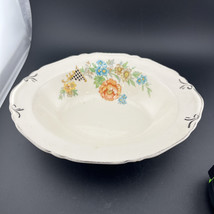 Vintage Crown Potteries Co Oval Serving Bowl Floral Pattern Made In USA - $18.69