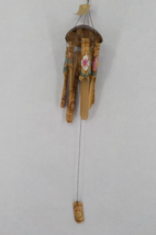 35&quot; LONG BAMBOO WIND CHIME PAINTED FLOWERS COCONUT HALF SUSPENSION PLATF... - £15.65 GBP