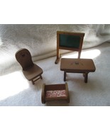 Teddy Bear Story dollhouse furniture wooden, blackboard, cradle, table &amp;... - $28.00