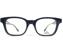 Omega Eyeglasses Frames OM 5004-H 090 Navy Blue Gold Square Horn Rim 52-20-150 - £146.28 GBP