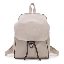 fashion simple pure color canvas women backpack retro Korean fashion schoolbag m - $34.80