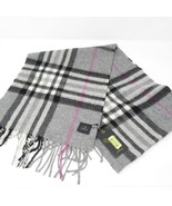 V Fraas Gray Black Plaid 100% Cashmere Fringe Winter Scarf NWT Neutrals - £12.74 GBP