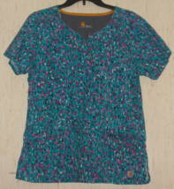 Excellent Womens Carhartt Colorful Leopard Print Scrubs Top Size M (8-10) - £19.97 GBP