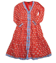 NWT J.Crew Button-up Tiered Midi in Cerise Cove Red Classic Block Print Dress 2 - £85.69 GBP