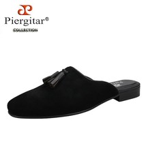 New Handmade Men&#39;s Suede Mules Fashion Party And Show Leather Tassel Slippers Re - £175.92 GBP