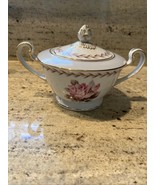 Mortals Rosemont #5048 Sugar Bowl w/Lid Floral White With Pink Rose Gold... - €13,55 EUR