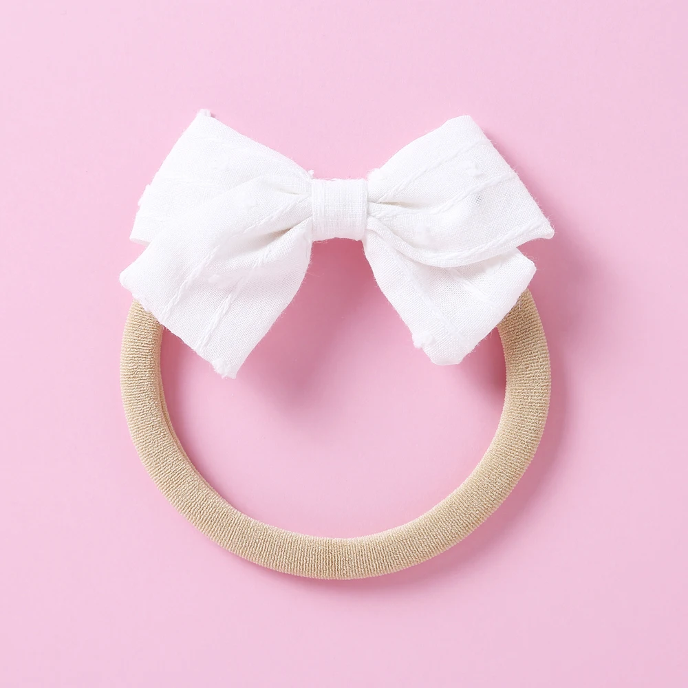 Baby Bows Headband Nylon Girls Cotton Linen Hair Accessories Soft Childr... - $13.77