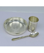 999fine silver handmade small water Glass, tray silver cup &amp; spoon sv156 - $427.35 CAD