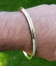 Stainless steel brass edge lines sikh singh kaur khalsa kara kada bracelet l6 - £12.52 GBP