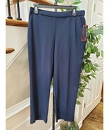 Kim Rogers Women&#39;s Solid Blue Polyester Mid Rise Comfort Waist Pants Siz... - £35.86 GBP