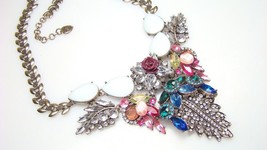 Betsey Johnson Faux Jeweled Statement Necklace All Colors of Rhinestones - £50.04 GBP