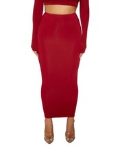 Naked Wardrobe Womens Solid Hourglass Midi Skirt Color:Burgundy Size:Medium - £40.58 GBP