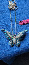 New Betsey Johnson Necklace Butterfly Blueish Rhinestone Spring Summer Decorate - £11.98 GBP