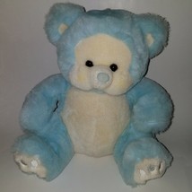 Russ Berrie K-12 Blue Teddy Bear Rattle Lovey Plush White 12&quot; Baby Toy S... - £19.44 GBP