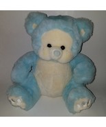 Russ Berrie K-12 Blue Teddy Bear Rattle Lovey Plush White 12&quot; Baby Toy S... - $24.70