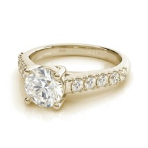 4.00CT Round Trellis Forever One Moissanite Yellow Gold Ring With Diamonds - £1,950.18 GBP