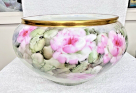Pink Roses &amp; Gold Hand Painted Jardiniere Urn Bavaria 5&quot; Tall x 7 3/4&quot; Wide - $4,152.05 MXN