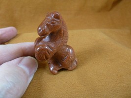 (Y-HOR-RE-551) Rearing Orange Goldstone HORSE carving figurine GEMSTONE ... - £10.99 GBP