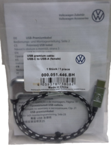 Genuine VW Volkswagen Premium Cable USB-C to USB-A Female 000.051.446BH OEM - $14.84